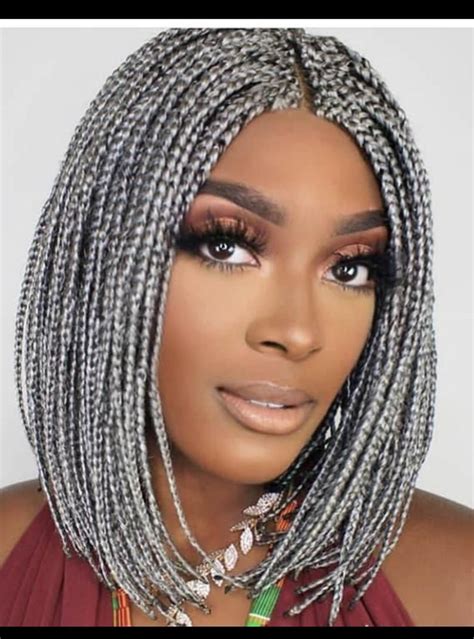 short gray braided wigs